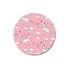 Cute-unicorn-seamless-pattern Magnet 3  (round) by pakminggu