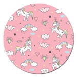 Cute-unicorn-seamless-pattern Magnet 5  (Round) Front