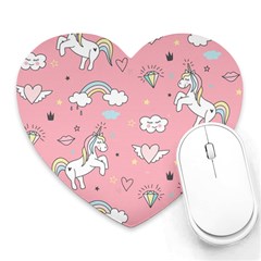 Cute-unicorn-seamless-pattern Heart Mousepad by pakminggu