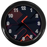 Gradient-geometric-shapes-dark-background-design Wall Clock (Black) Front