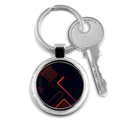 Gradient-geometric-shapes-dark-background-design Key Chain (round) by pakminggu