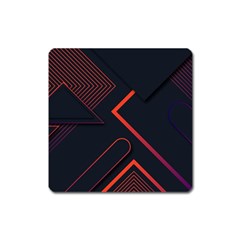 Gradient-geometric-shapes-dark-background-design Square Magnet by pakminggu