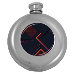 Gradient-geometric-shapes-dark-background-design Round Hip Flask (5 Oz) by pakminggu