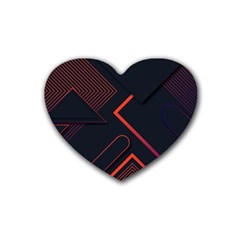 Gradient-geometric-shapes-dark-background-design Rubber Coaster (heart) by pakminggu