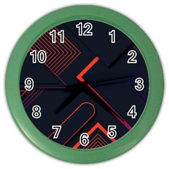 Gradient-geometric-shapes-dark-background-design Color Wall Clock by pakminggu