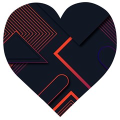 Gradient-geometric-shapes-dark-background-design Wooden Puzzle Heart by pakminggu