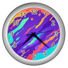 Multicolored-abstract-background Wall Clock (silver) by pakminggu