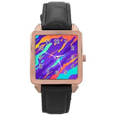 Multicolored-abstract-background Rose Gold Leather Watch 