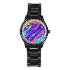 Multicolored-abstract-background Stainless Steel Round Watch