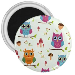 Forest-seamless-pattern-with-cute-owls 3  Magnets by pakminggu