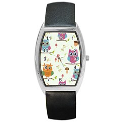 Forest-seamless-pattern-with-cute-owls Barrel Style Metal Watch by pakminggu