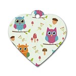 Forest-seamless-pattern-with-cute-owls Dog Tag Heart (Two Sides) Back