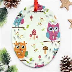 Forest-seamless-pattern-with-cute-owls Oval Filigree Ornament (two Sides) by pakminggu