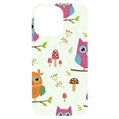 Forest-seamless-pattern-with-cute-owls Iphone 14 Pro Max Black Uv Print Case by pakminggu