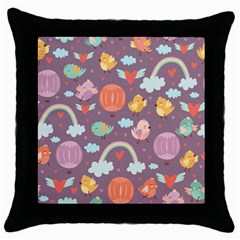 Cute-seamless-pattern-with-doodle-birds-balloons Throw Pillow Case (Black)