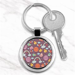 Cute-seamless-pattern-with-doodle-birds-balloons Key Chain (Round)