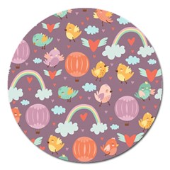 Cute-seamless-pattern-with-doodle-birds-balloons Magnet 5  (Round)