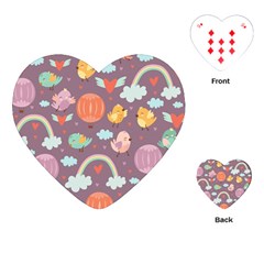 Cute-seamless-pattern-with-doodle-birds-balloons Playing Cards Single Design (Heart)