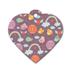 Cute-seamless-pattern-with-doodle-birds-balloons Dog Tag Heart (One Side)