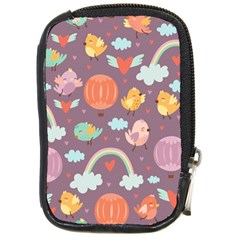 Cute-seamless-pattern-with-doodle-birds-balloons Compact Camera Leather Case