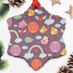 Cute-seamless-pattern-with-doodle-birds-balloons Ornament (Snowflake)