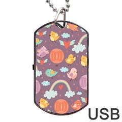 Cute-seamless-pattern-with-doodle-birds-balloons Dog Tag USB Flash (Two Sides)