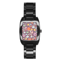 Cute-seamless-pattern-with-doodle-birds-balloons Stainless Steel Barrel Watch