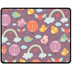 Cute-seamless-pattern-with-doodle-birds-balloons Two Sides Fleece Blanket (Medium)