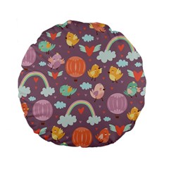 Cute-seamless-pattern-with-doodle-birds-balloons Standard 15  Premium Flano Round Cushions