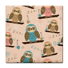 Seamless-pattern-owls-dream-cute-style-pajama-fabric Tile Coaster by pakminggu