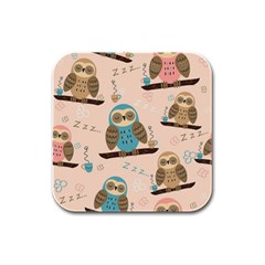 Seamless-pattern-owls-dream-cute-style-pajama-fabric Rubber Square Coaster (4 Pack) by pakminggu