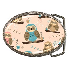 Seamless-pattern-owls-dream-cute-style-pajama-fabric Belt Buckles by pakminggu