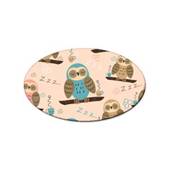 Seamless-pattern-owls-dream-cute-style-pajama-fabric Sticker (oval) by pakminggu