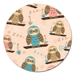 Seamless-pattern-owls-dream-cute-style-pajama-fabric Magnet 5  (round) by pakminggu