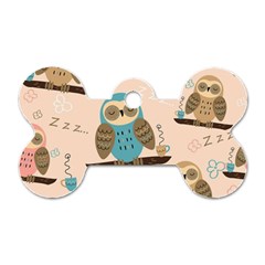 Seamless-pattern-owls-dream-cute-style-pajama-fabric Dog Tag Bone (one Side) by pakminggu