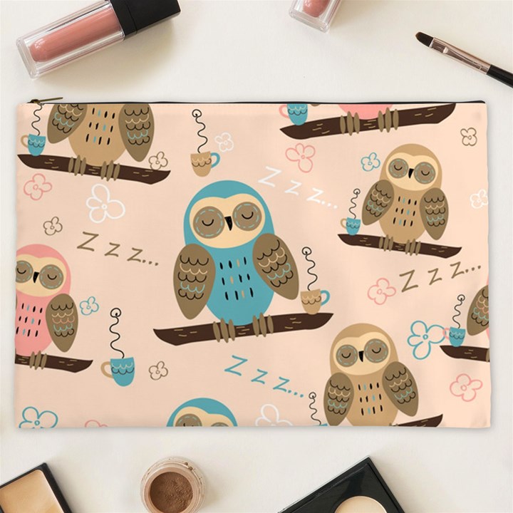 Seamless-pattern-owls-dream-cute-style-pajama-fabric Cosmetic Bag (XXL)