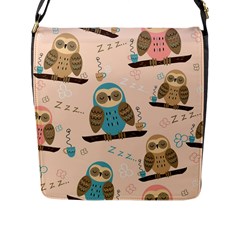 Seamless-pattern-owls-dream-cute-style-pajama-fabric Flap Closure Messenger Bag (l) by pakminggu