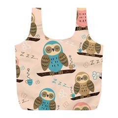 Seamless-pattern-owls-dream-cute-style-pajama-fabric Full Print Recycle Bag (l) by pakminggu