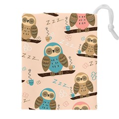 Seamless-pattern-owls-dream-cute-style-pajama-fabric Drawstring Pouch (4xl) by pakminggu