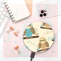 Seamless-pattern-owls-dream-cute-style-pajama-fabric Wireless Fast Charger(white) by pakminggu