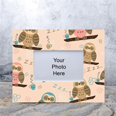 Seamless-pattern-owls-dream-cute-style-pajama-fabric White Tabletop Photo Frame 4 x6  by pakminggu