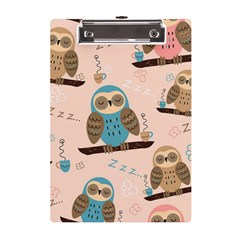 Seamless-pattern-owls-dream-cute-style-pajama-fabric A5 Acrylic Clipboard by pakminggu