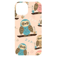 Seamless-pattern-owls-dream-cute-style-pajama-fabric Iphone 14 Black Uv Print Case by pakminggu