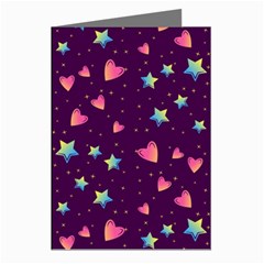 Colorful-stars-hearts-seamless-vector-pattern Greeting Cards (pkg Of 8)