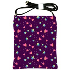 Colorful-stars-hearts-seamless-vector-pattern Shoulder Sling Bag by pakminggu