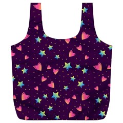 Colorful-stars-hearts-seamless-vector-pattern Full Print Recycle Bag (xl) by pakminggu