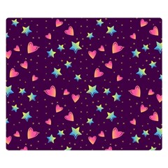 Colorful-stars-hearts-seamless-vector-pattern Two Sides Premium Plush Fleece Blanket (small) by pakminggu