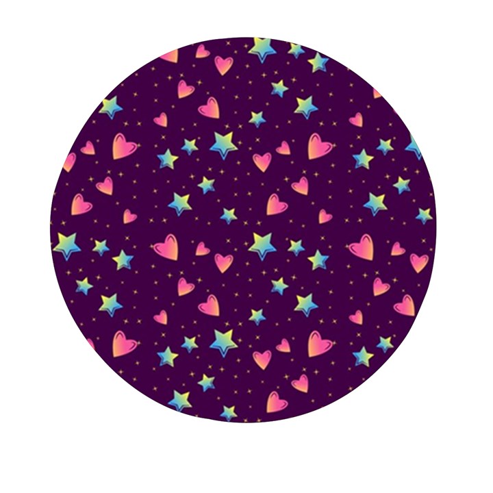 Colorful-stars-hearts-seamless-vector-pattern Mini Round Pill Box