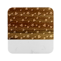 Colorful-stars-hearts-seamless-vector-pattern Marble Wood Coaster (square) by pakminggu