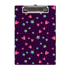 Colorful-stars-hearts-seamless-vector-pattern A5 Acrylic Clipboard by pakminggu